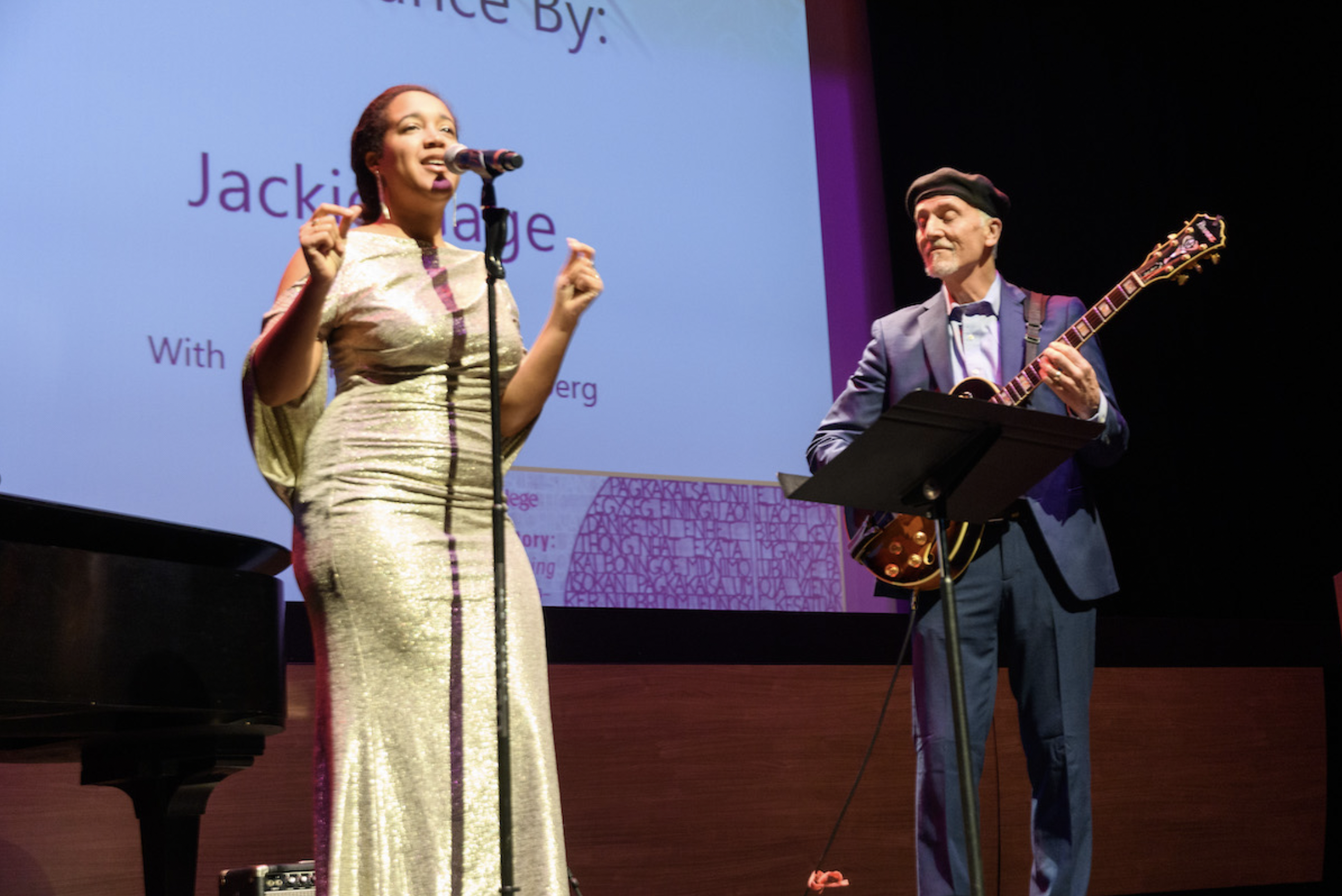 singer Jackie Gage on stage