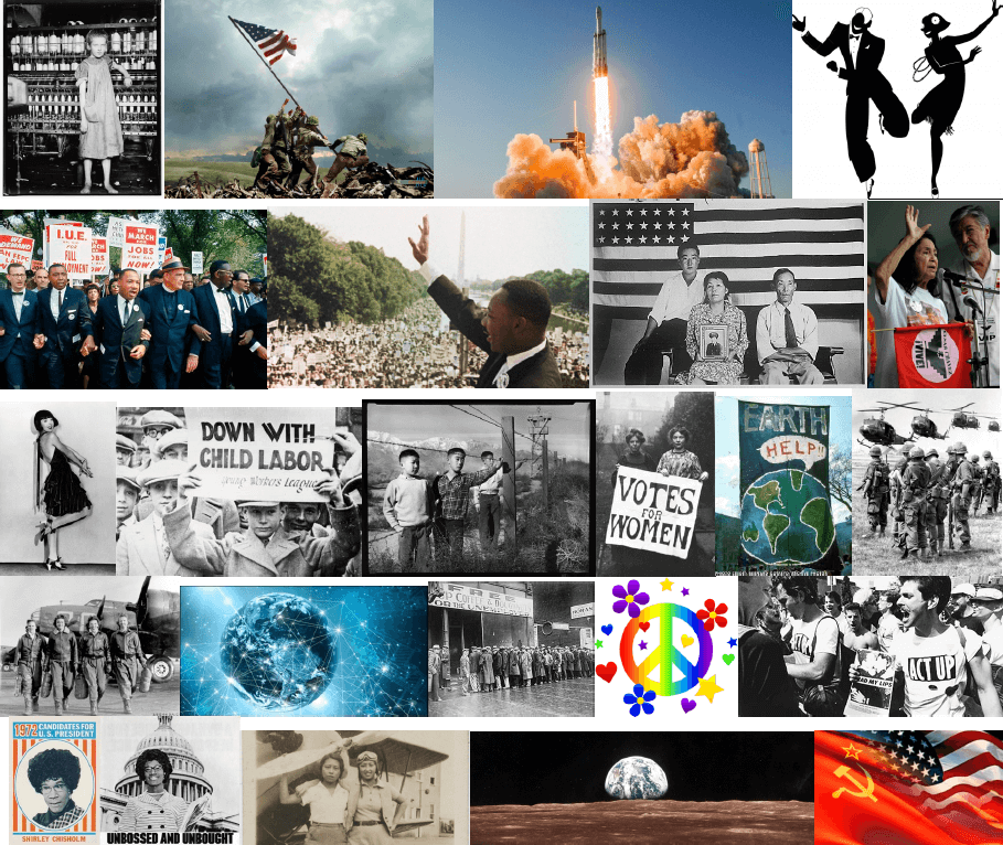 Collage of images relating to topics that will be covered in class.