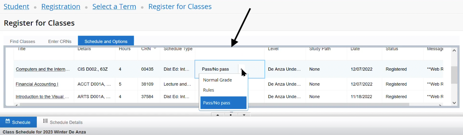 grade options