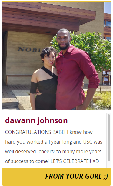 card showing young man in red shirt with arm around young woman