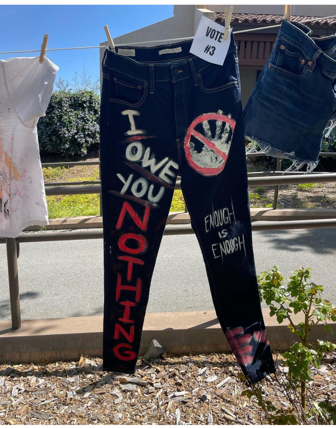 jeans on clothesline